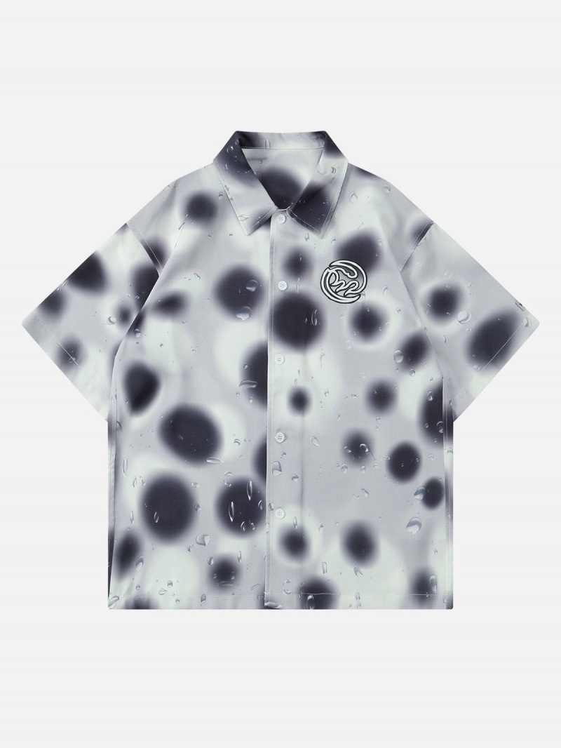 Chemise à Manches Courtes Aelfric Eden Hazy Light D'eau Drop Printing Noir | VCE-48604192